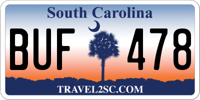 SC license plate BUF478