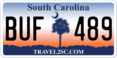 SC license plate BUF489
