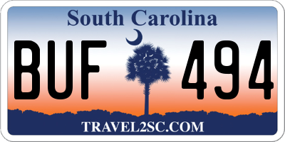 SC license plate BUF494