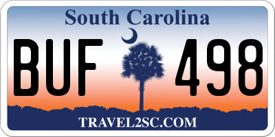 SC license plate BUF498