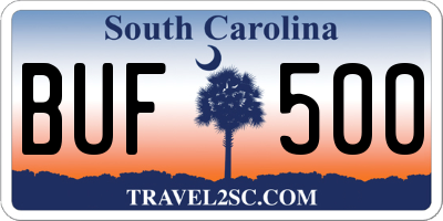 SC license plate BUF500