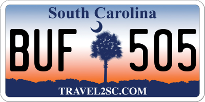 SC license plate BUF505