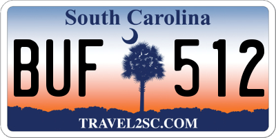 SC license plate BUF512