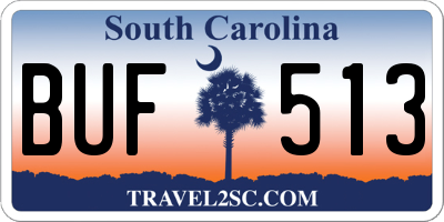 SC license plate BUF513