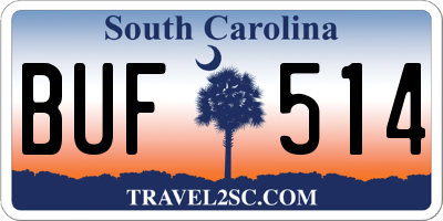 SC license plate BUF514