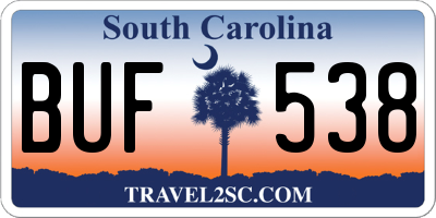 SC license plate BUF538