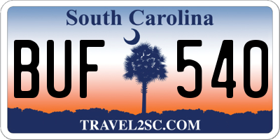 SC license plate BUF540