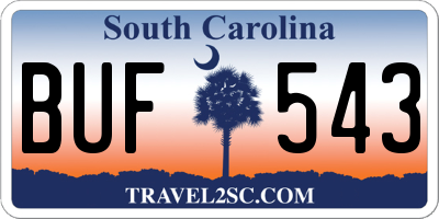 SC license plate BUF543