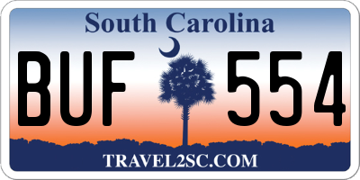 SC license plate BUF554