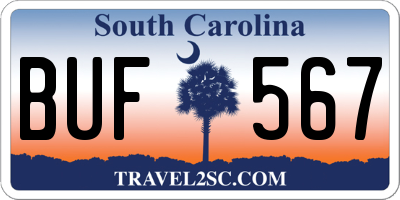 SC license plate BUF567