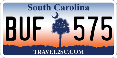 SC license plate BUF575