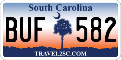 SC license plate BUF582