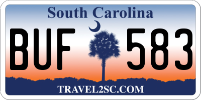 SC license plate BUF583