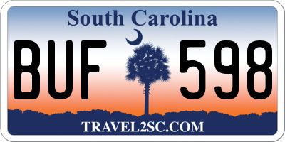 SC license plate BUF598