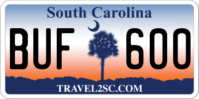 SC license plate BUF600
