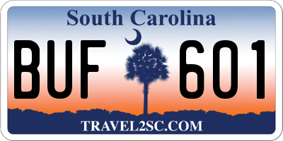 SC license plate BUF601
