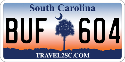 SC license plate BUF604