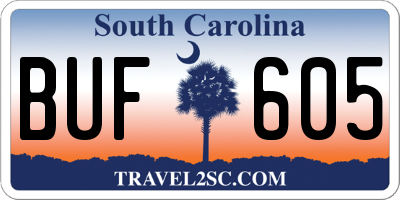 SC license plate BUF605