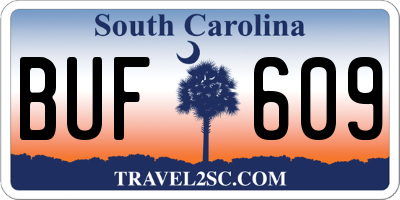 SC license plate BUF609