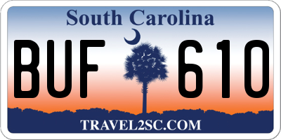 SC license plate BUF610