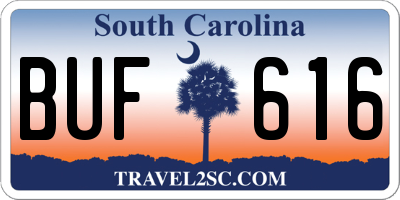 SC license plate BUF616