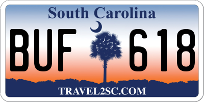 SC license plate BUF618