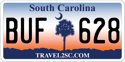 SC license plate BUF628