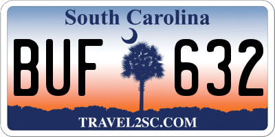 SC license plate BUF632