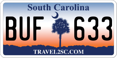 SC license plate BUF633