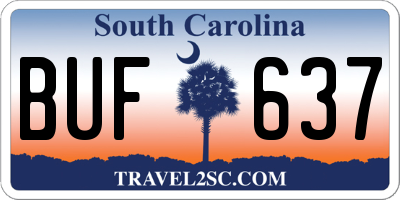 SC license plate BUF637