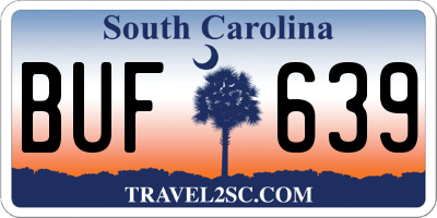 SC license plate BUF639