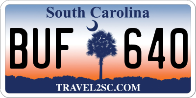SC license plate BUF640