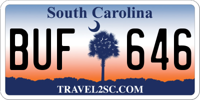 SC license plate BUF646