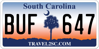 SC license plate BUF647