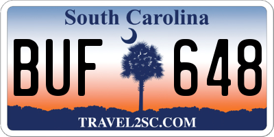 SC license plate BUF648