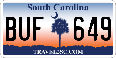SC license plate BUF649