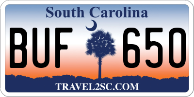 SC license plate BUF650
