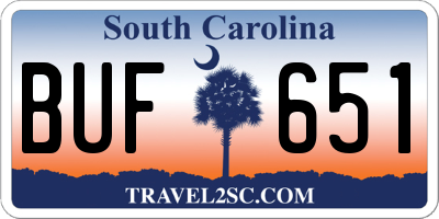 SC license plate BUF651