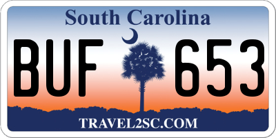 SC license plate BUF653