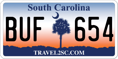 SC license plate BUF654