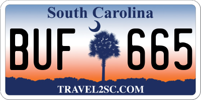 SC license plate BUF665