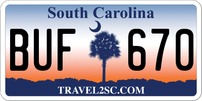 SC license plate BUF670