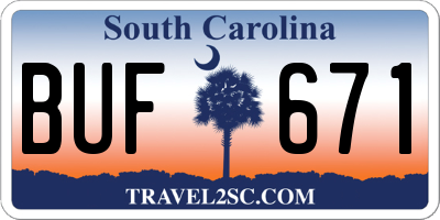 SC license plate BUF671