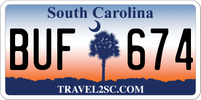 SC license plate BUF674