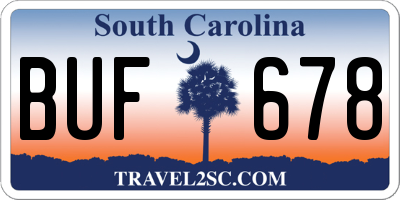 SC license plate BUF678