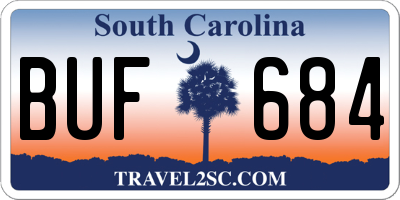 SC license plate BUF684