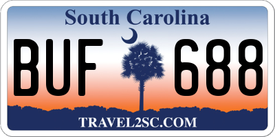 SC license plate BUF688