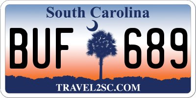 SC license plate BUF689