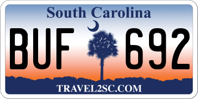 SC license plate BUF692