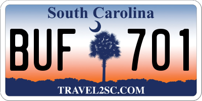 SC license plate BUF701